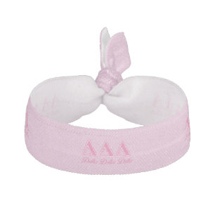 Delta Delta Delta Pink Letters Ribbon Hair Tie