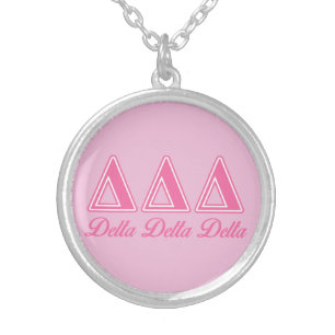 Delta Delta Delta Pink Letters Silver Plated Necklace