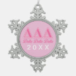 Delta Delta Delta Pink Letters Snowflake Pewter Christmas Ornament at Zazzle