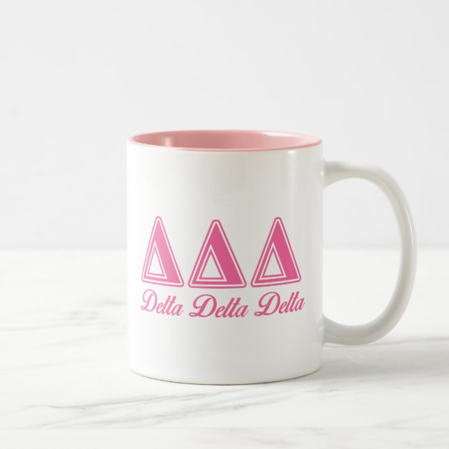 Delta Delta Delta Pink Letters Two-Tone Coffee Mug (Right)