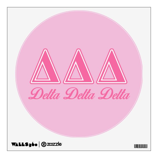 Delta Delta Delta Pink Letters Wall Sticker (Front)