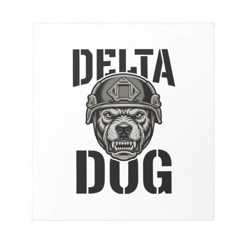 Delta Dog Bulldog Helmet Vintage Engraving Design_ Notepad