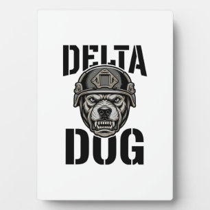 Delta Dog Bulldog Helmet Vintage Engraving Design_ Plaque
