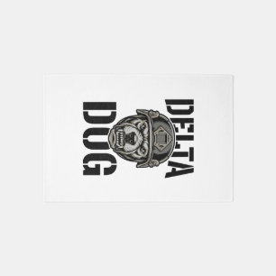 Delta Dog Bulldog Helmet Vintage Engraving Design_ Rug