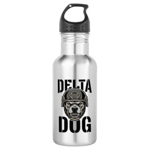 Delta Dog Bulldog Helmet Vintage Engraving Design_ Stainless Steel Water Bottle
