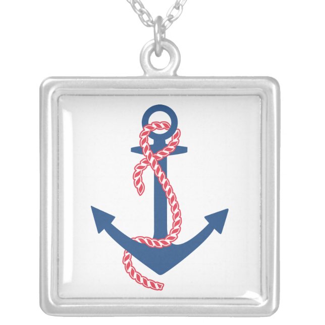 Delta Gamma Anchor Silver Plated Necklace (Front)