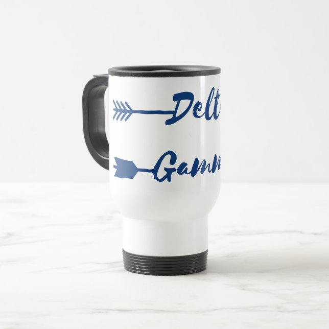 Delta Gamma | Arrow Travel Mug (Front Left)