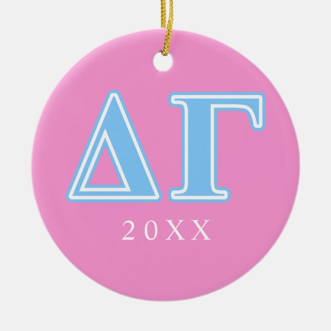 Delta Gamma Blue Letters Ceramic Ornament (Front)