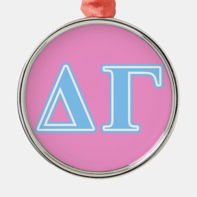 Delta Gamma Blue Letters Metal Ornament (Front)