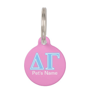 Delta Gamma Blue Letters Pet Name Tag