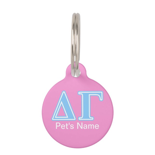Delta Gamma Blue Letters Pet Name Tag (Front)