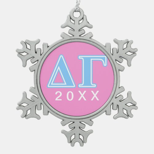 Delta Gamma Blue Letters Snowflake Pewter Christmas Ornament