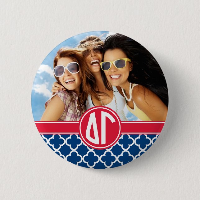 Delta Gamma | Monogram and Photo Pinback Button (Front)