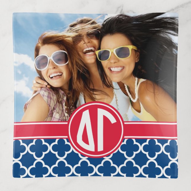 Delta Gamma | Monogram and Photo Trinket Tray (Front)