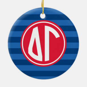 Delta Gamma   Monogram Stripe Pattern Ceramic Ornament