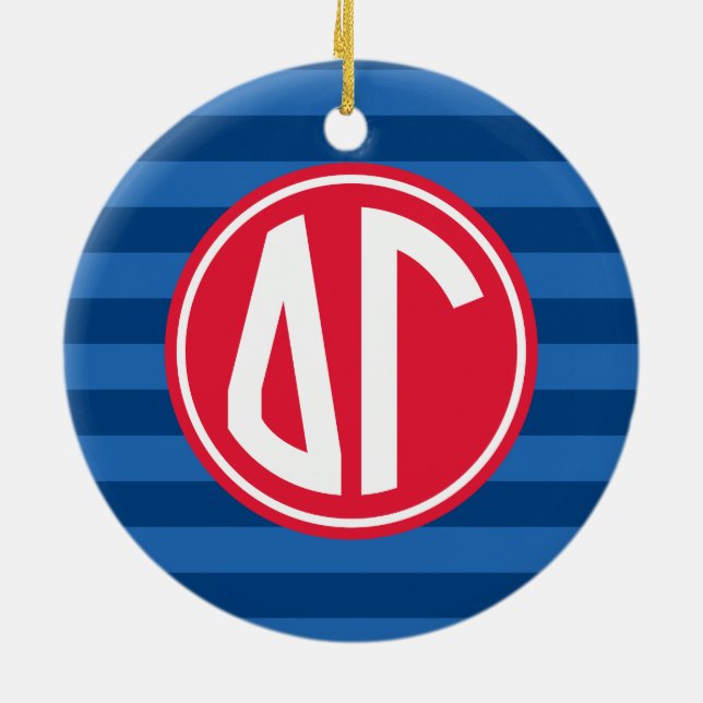 Delta Gamma | Monogram Stripe Pattern Ceramic Ornament (Back)