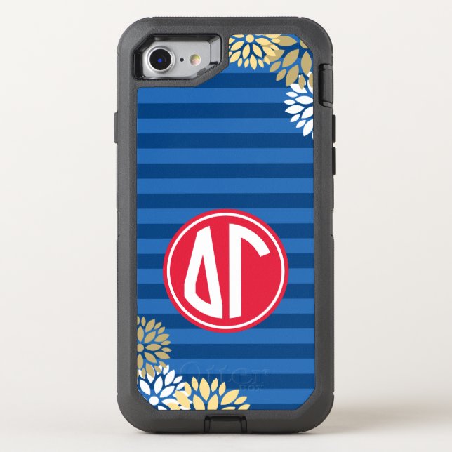 Delta Gamma | Monogram Stripe Pattern Otterbox iPhone Case (Back)