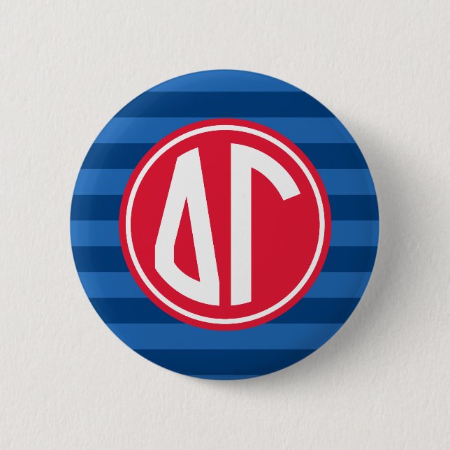 Delta Gamma | Monogram Stripe Pattern Pinback Button (Front)