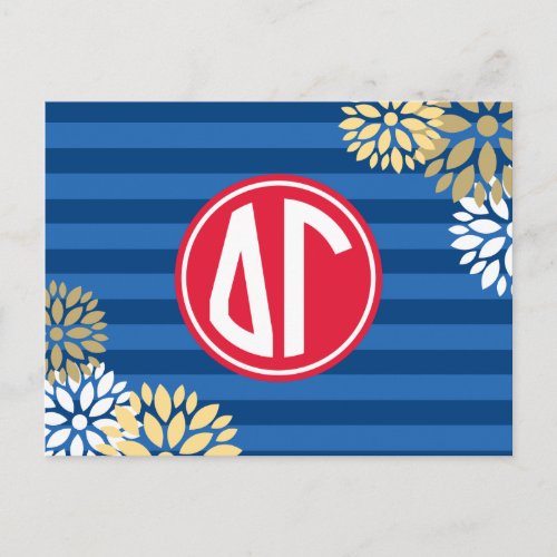 Delta Gamma  Monogram Stripe Pattern Postcard