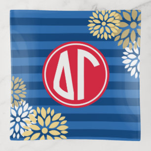 Delta Gamma   Monogram Stripe Pattern Trinket Tray
