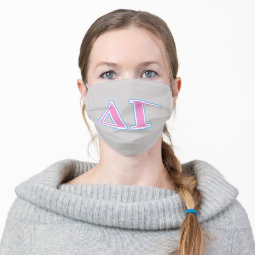 Delta Gamma Pink and Blue Letters Adult Cloth Face Mask