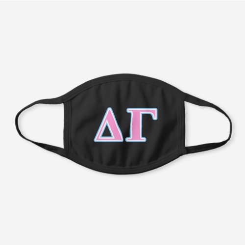 Delta Gamma Pink and Blue Letters Black Cotton Face Mask