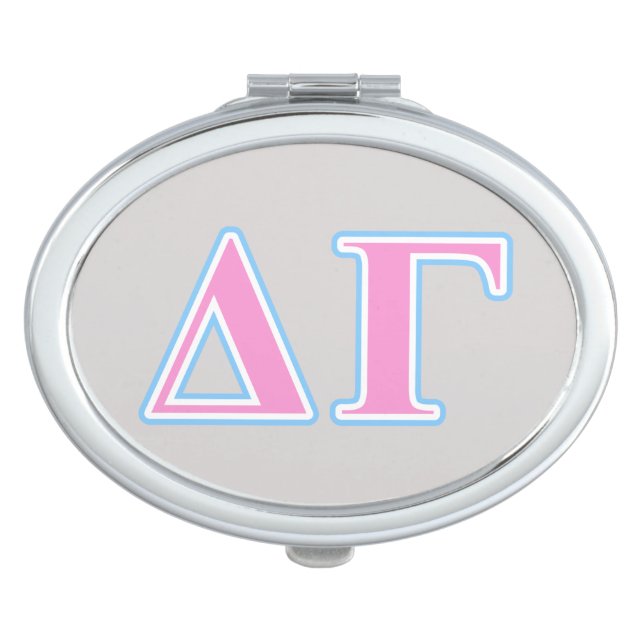 Delta Gamma Pink and Blue Letters Makeup Mirror (Front)