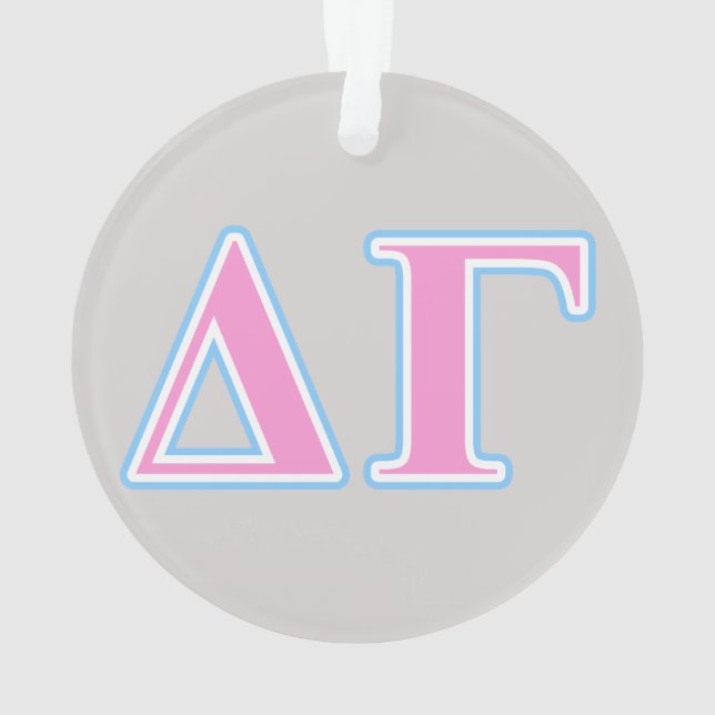 Delta Gamma Pink and Blue Letters Ornament (Back)