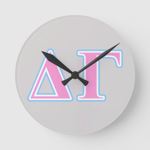 Delta Gamma Pink and Blue Letters Round Clock