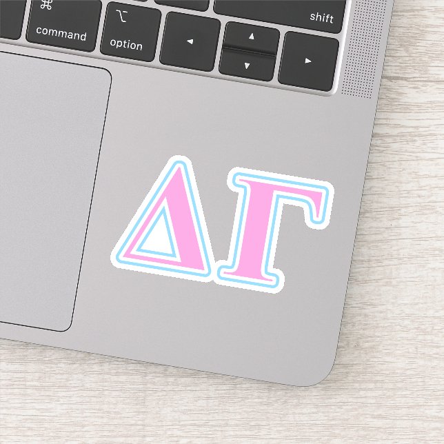 Delta Gamma Pink and Blue Letters Sticker (Detail)
