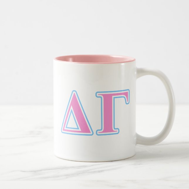 Delta Gamma Pink and Blue Letters Two-Tone Coffee Mug (Right)