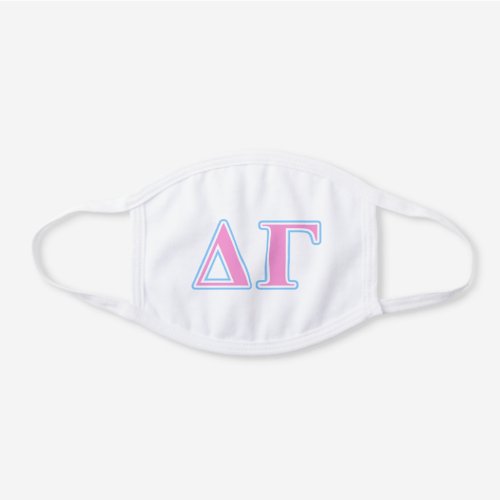 Delta Gamma Pink and Blue Letters White Cotton Face Mask