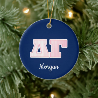 Delta Gamma Striped Graphic Ceramic Ornament