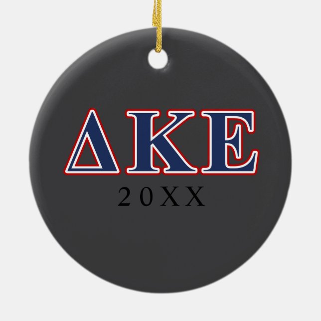 Delta Kappa Epsilon Blue and Red Letters Ceramic Ornament (Back)