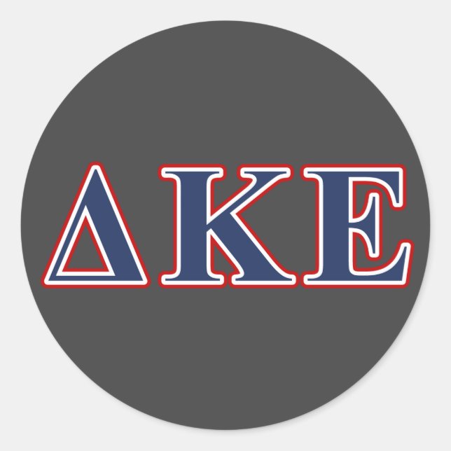 Delta Kappa Epsilon Blue and Red Letters Classic Round Sticker (Front)