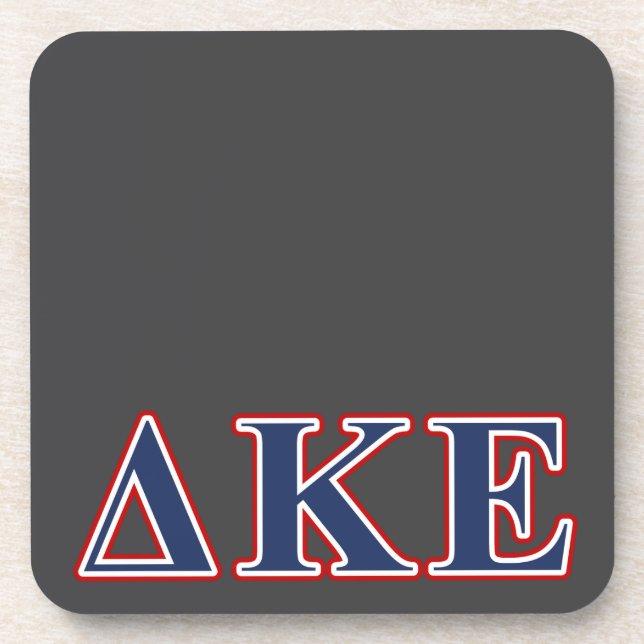 Delta Kappa Epsilon Blue and Red Letters Drink Coaster (Front)