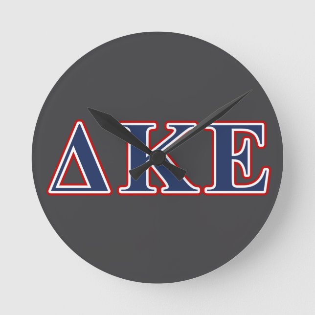 Delta Kappa Epsilon Blue and Red Letters Round Clock (Front)