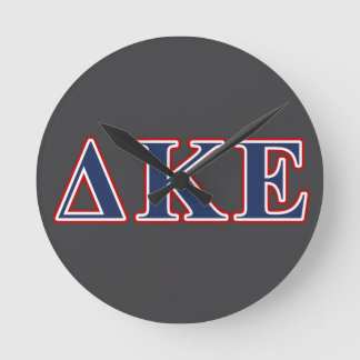 Delta Kappa Epsilon Blue and Red Letters Round Clock