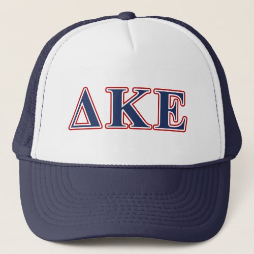 Delta Kappa Epsilon Blue and Red Letters Trucker Hat