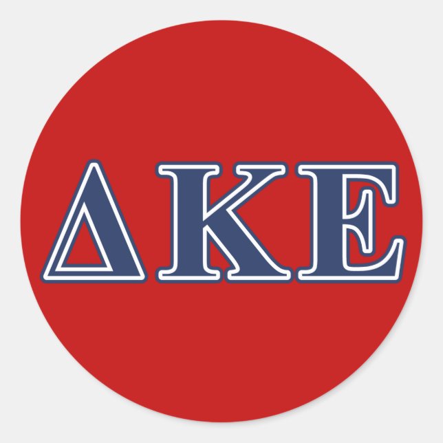Delta Kappa Epsilon Blue Letters Classic Round Sticker (Front)