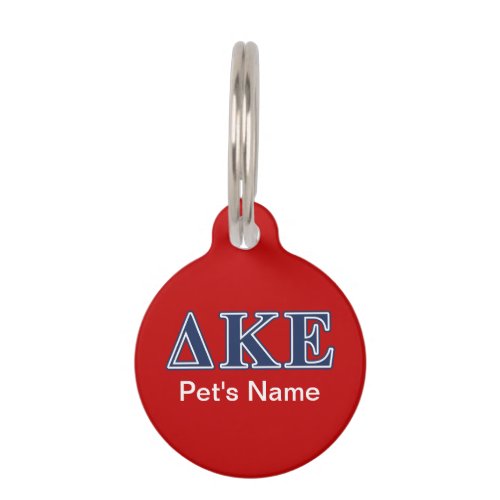 Delta Kappa Epsilon Blue Letters Pet Name Tag