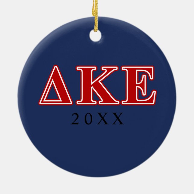 Delta Kappa Epsilon Red Letters Ceramic Ornament (Back)