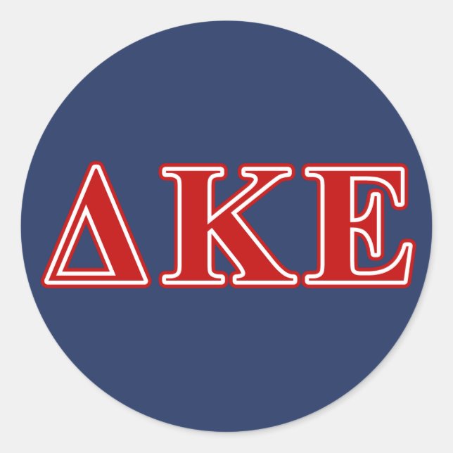 Delta Kappa Epsilon Red Letters Classic Round Sticker (Front)
