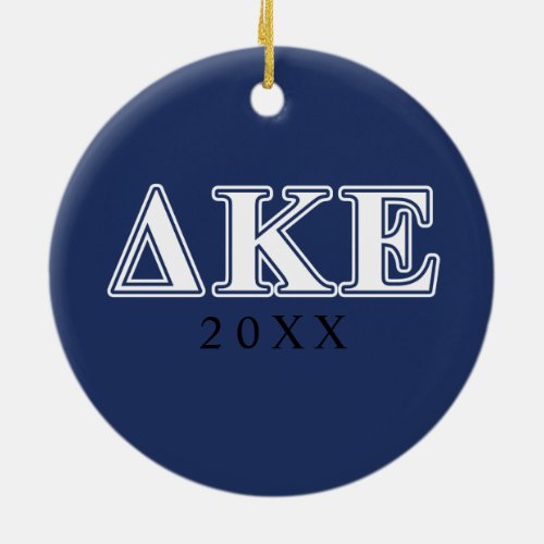 Delta Kappa Epsilon White and Blue Letters Ceramic Ornament