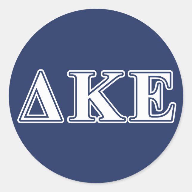 Delta Kappa Epsilon White and Blue Letters Classic Round Sticker (Front)