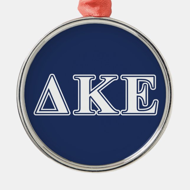 Delta Kappa Epsilon White and Blue Letters Metal Ornament (Front)