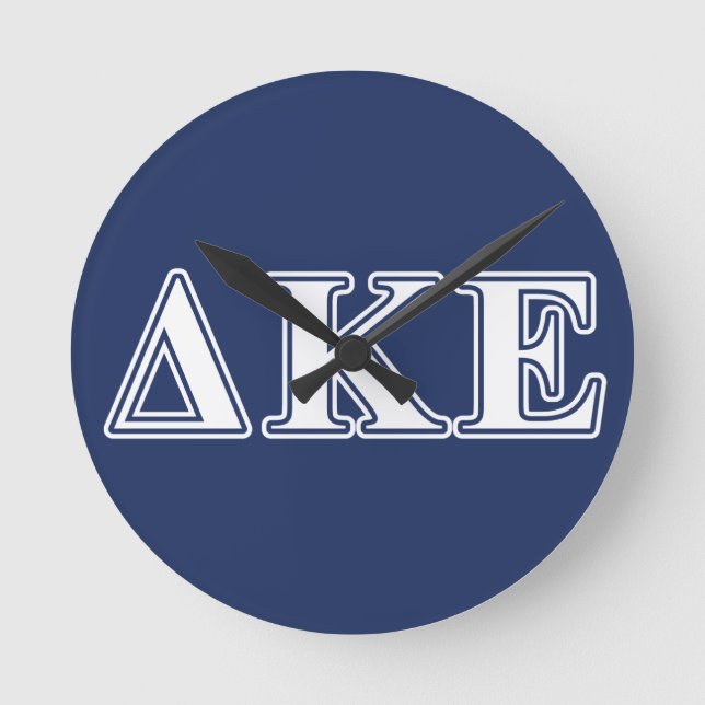 Delta Kappa Epsilon White and Blue Letters Round Clock (Front)