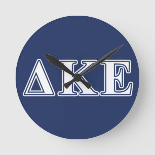 Delta Kappa Epsilon White and Blue Letters Round Clock