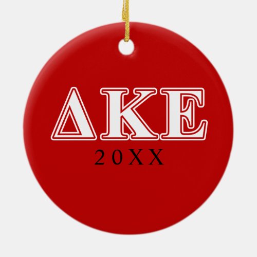 Delta Kappa Epsilon White and Red Letters Ceramic Ornament