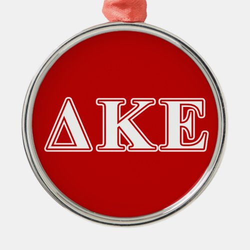 Delta Kappa Epsilon White and Red Letters Metal Ornament